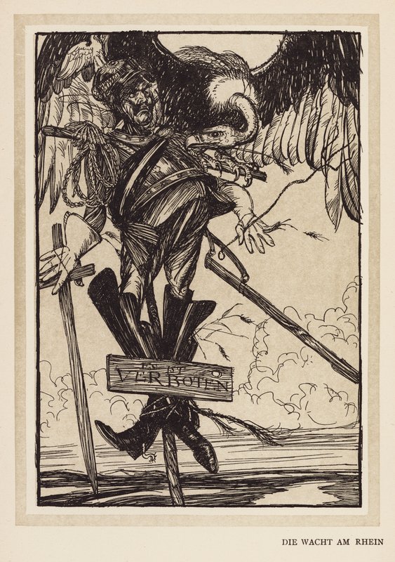 Girlanda cesarska: Die Wacht Am Rhein (litografia) autorstwa Edmund Joseph (after) Sullivan