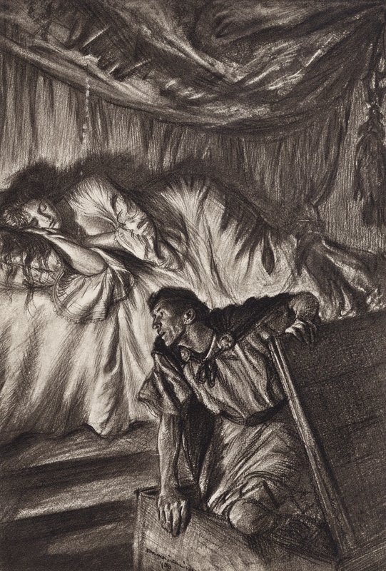 William Shakespeare: Cymbeline, akt II, scena 2 (litografia) autorstwa Edmund Joseph (after) Sullivan