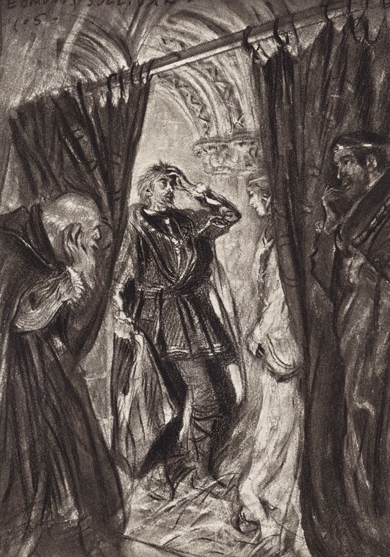 William Shakespeare: Tragedia Hamleta, księcia Danii, akt III, scena 1 (litografia) autorstwa Edmund Joseph (after) Sullivan