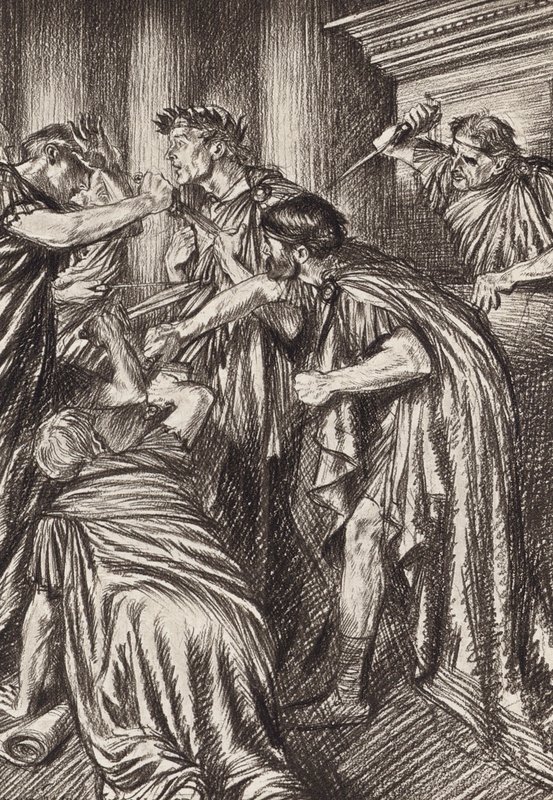 William Shakespeare: Tragedia Juliusza Cezara, akt III, scena 1 (litografia) autorstwa Edmund Joseph (after) Sullivan