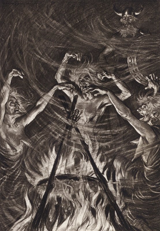 William Shakespeare: Tragedia Makbeta, akt IV, scena 1 (litografia) autorstwa Edmund Joseph (after) Sullivan