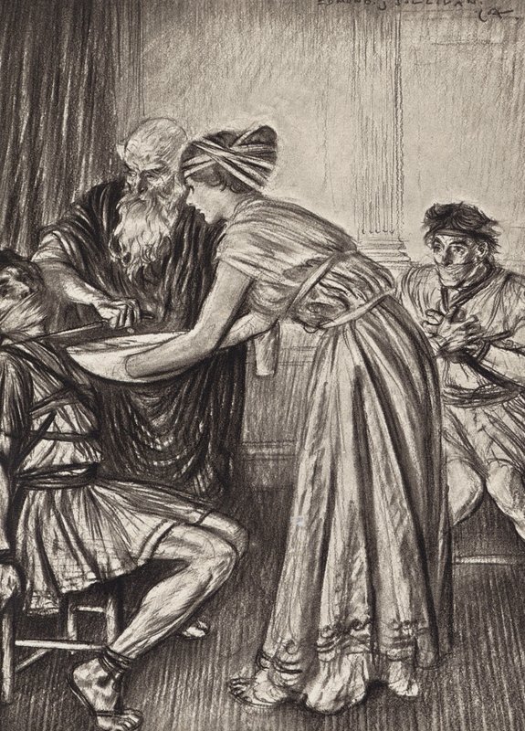 William Shakespeare: Tragedia Tytusa Andronikusa, akt V, scena 2 (litografia) autorstwa Edmund Joseph (after) Sullivan