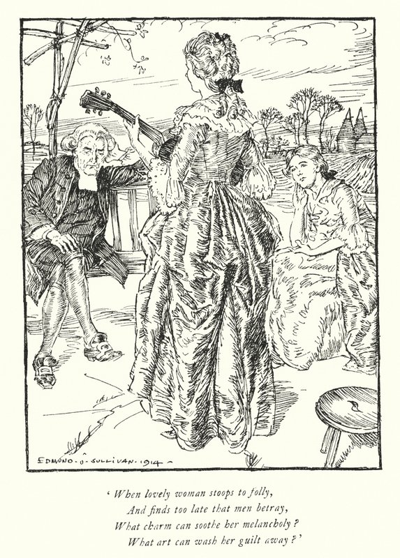 Ilustracja do The Vicar of Wakefield autorstwa Olivera Goldsmitha (lito) autorstwa Edmund Joseph Sullivan