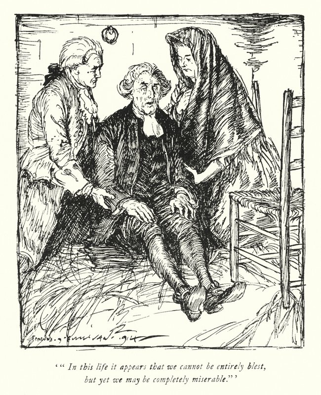 Ilustracja do The Vicar of Wakefield autorstwa Olivera Goldsmitha (lito) autorstwa Edmund Joseph Sullivan