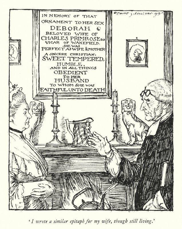 Ilustracja do The Vicar of Wakefield autorstwa Olivera Goldsmitha (lito) autorstwa Edmund Joseph Sullivan