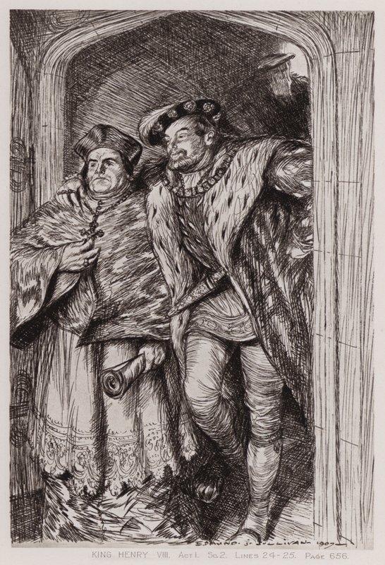 Słynna historia życia króla Henryka VIII, akt I, sc 2 (lito) autorstwa Edmund Joseph Sullivan