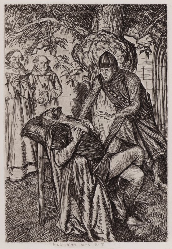 Życie i śmierć króla Jana, akt V, rozdział 7 (lito) autorstwa Edmund Joseph Sullivan