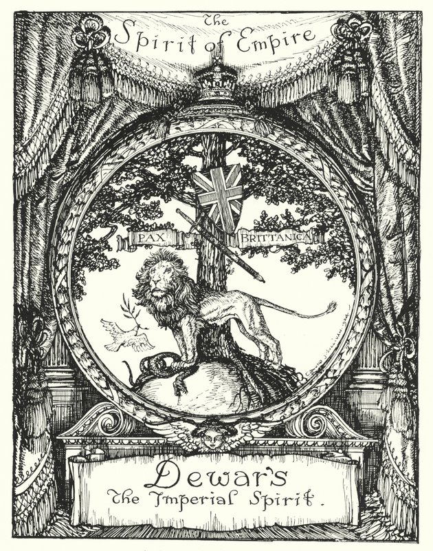 The Spirit of Empire, rysunek do reklamy szkockiej whisky Dewara (lito) autorstwa Edmund Joseph Sullivan