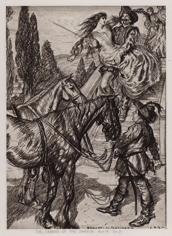 Poskromienie złośnicy, akt III, Sc 2 (lito) autorstwa Edmund Joseph Sullivan