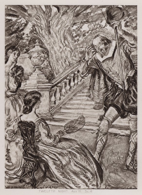 Dwunasta noc; lub, Co chcesz, Akt III, Sc 4 (lito) autorstwa Edmund Joseph Sullivan
