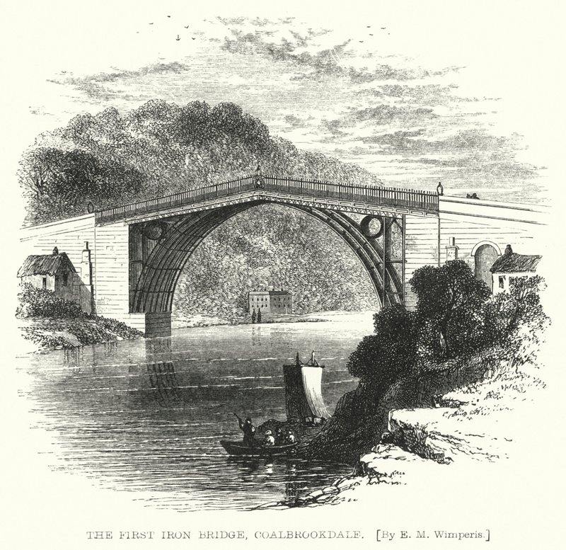 Pierwszy żelazny most, Coalbrookdale (grawerowanie) autorstwa Edmund Morison (after) Wimperis
