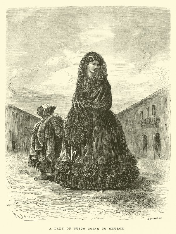 Dama z Cuzco idąca do kościoła autorstwa Edouard Riou