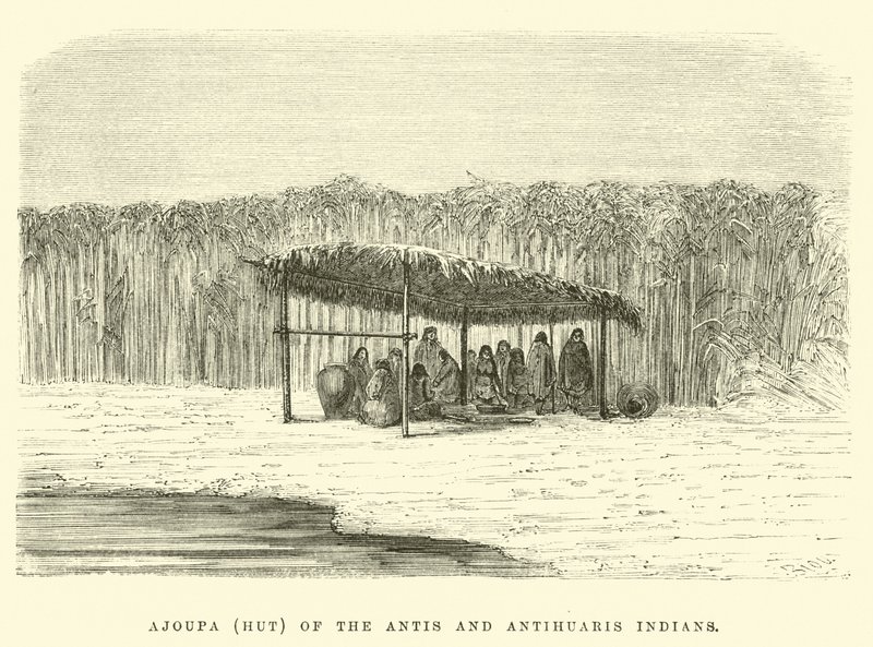 Ajoupa (chata) Indian Antis i Antihuaris autorstwa Edouard Riou