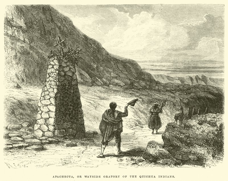 Apachecta, czyli przydrożne oratorium Indian Quechua autorstwa Edouard Riou
