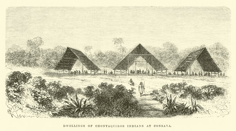 Mieszkania Indian Chontaquiros w Conaya autorstwa Edouard Riou
