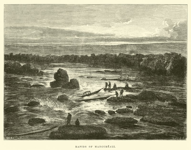 Rapids of Mancureal autorstwa Edouard Riou