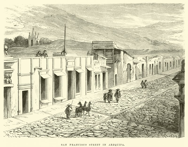 Ulica San Francisco w Arequipa autorstwa Edouard Riou