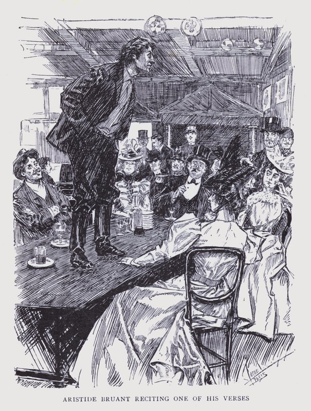 Czeski Paryż: Aristide Bruant recytujący jeden ze swoich wierszy (litografia) autorstwa Edouard Alfred (1875 1954) Cucuel