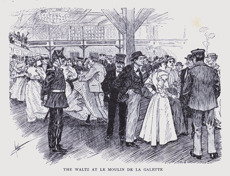 Paryż w stylu bohemy: Walc w Le Moulin de la Galette (litografia) autorstwa Edouard Alfred (1875 1954) Cucuel