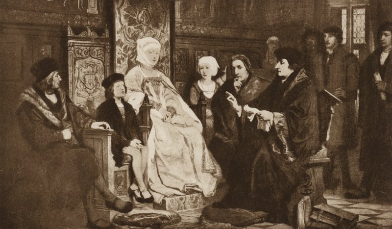 Erasmusowe czytanie młodemu cesarzowi Karolowi V, Bruksela autorstwa Edouard Jean Conrad (after) Hamman