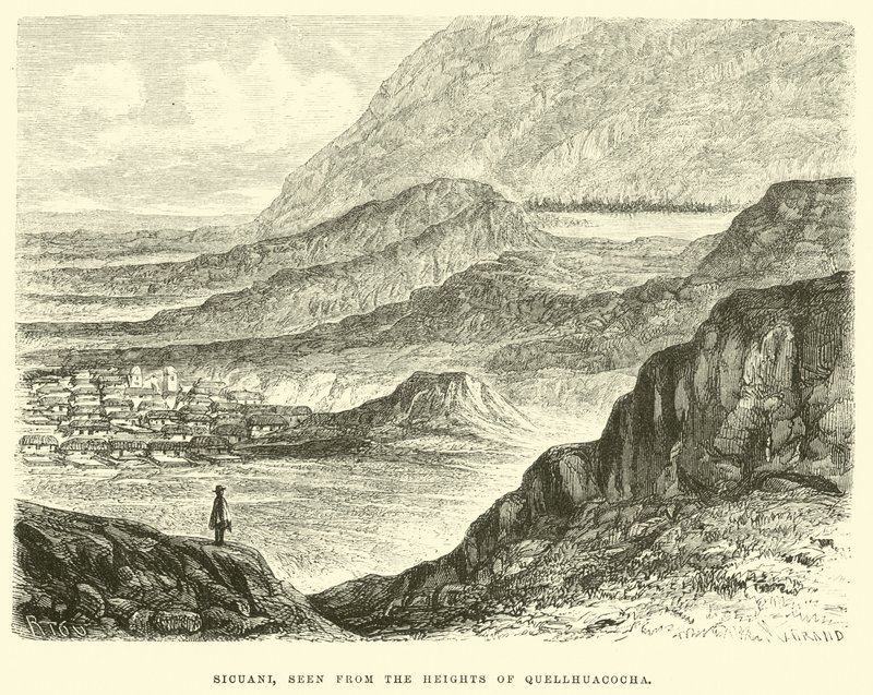 Sicuani, widziana z Wzgórz Quellhuacocha autorstwa Edouard Riou