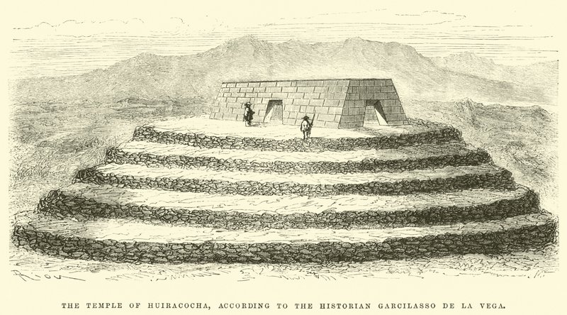 Świątynia Huiracocha, według historyka Garcilasso de la Vega autorstwa Edouard Riou