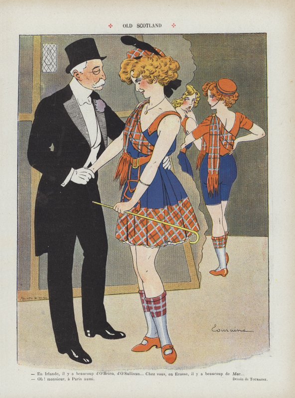 Stara Szkocja. Ilustracja do Le Rire autorstwa Edouard Touraine