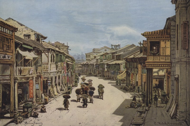 Ulica w Hongkongu autorstwa Eduard after Hildebrandt