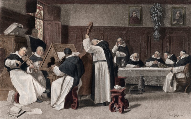 Siesta w klasztorze (fotograwiura kolorowa) autorstwa Eduard von after Grutzner