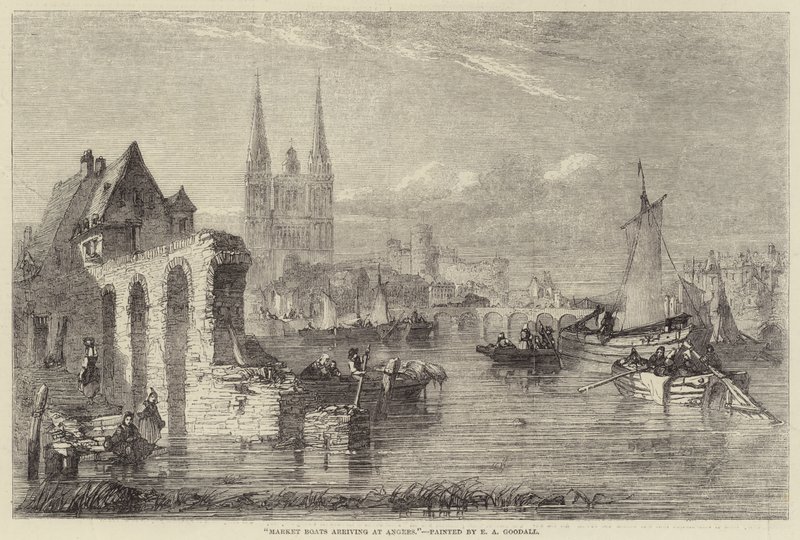 Łodzie targowe przybywające do Angers autorstwa Edward Angelo Goodall