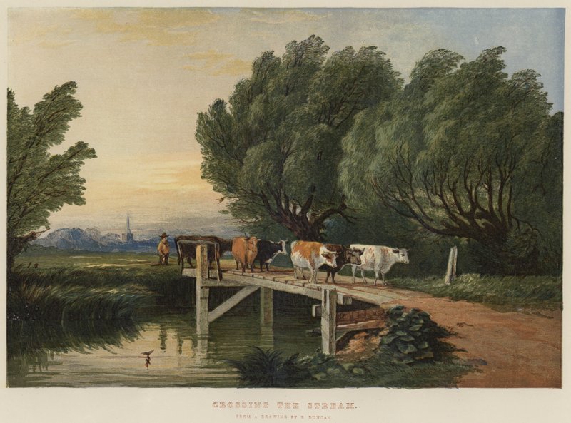 Przekraczanie strumienia (chromolitho) autorstwa Edward Duncan