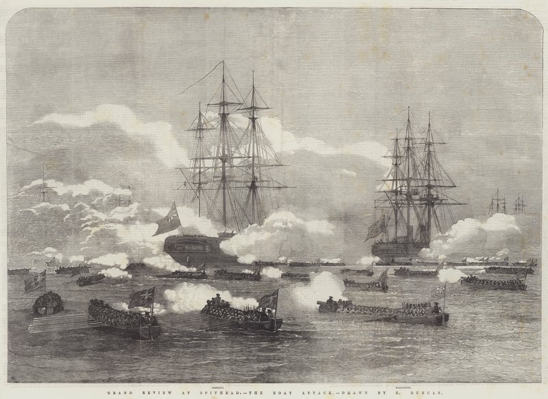 Wielka recenzja w Spithead, The Boat Attack autorstwa Edward Duncan