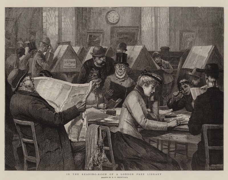 W czytelni londyńskiej bezpłatnej biblioteki autorstwa Edward Frederick Brewtnall