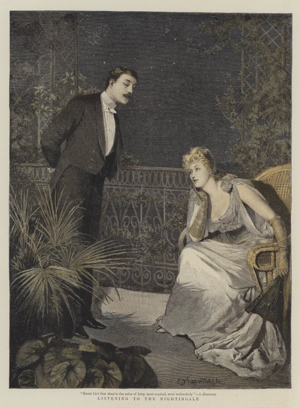 Słuchanie słowika (chromolitho) autorstwa Edward Frederick Brewtnall