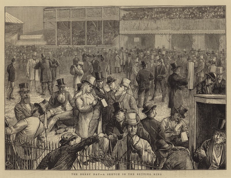 Dzień Derby, szkic na ringu zakładów autorstwa Edward Frederick Brewtnall