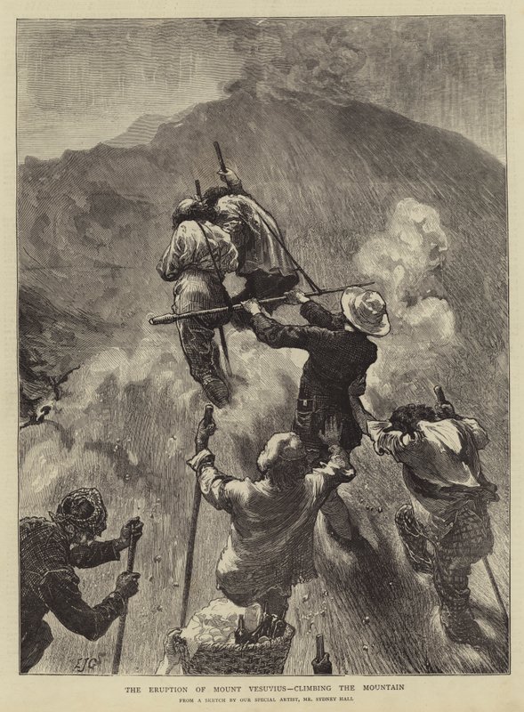 Erupcja Wezuwiusza, wspinaczka na górę autorstwa Edward John Gregory