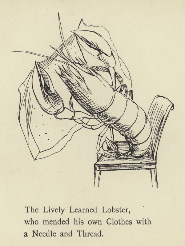 Żywy, nauczony homar autorstwa Edward Lear
