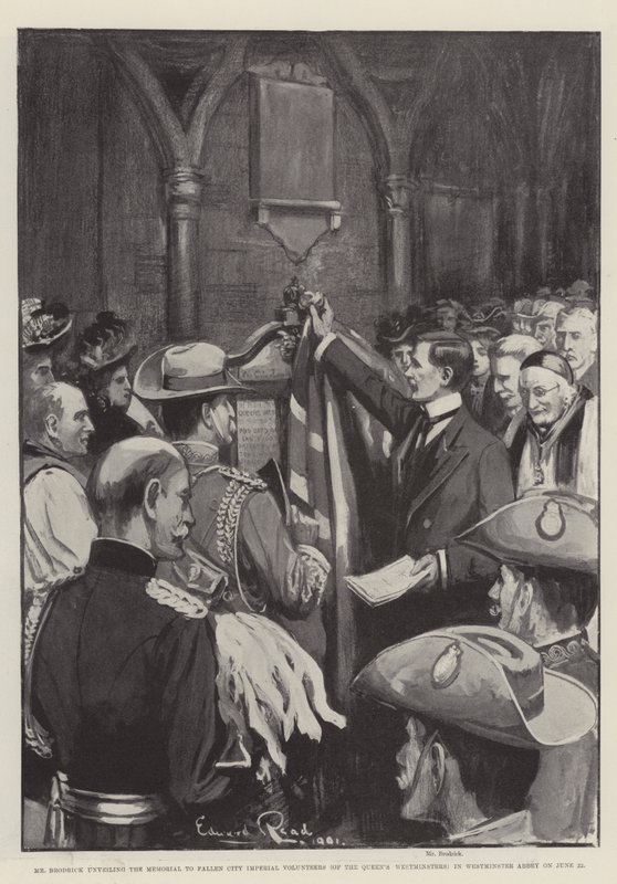 Pan Brodrick odsłonięcie pomnika upadłego miasta Imperial Volunteers (z Queen
