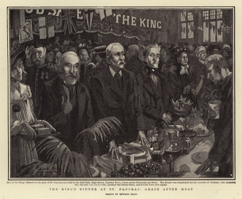 Kolacja królewska w St Pancras, Grace after Meat autorstwa Edward Read