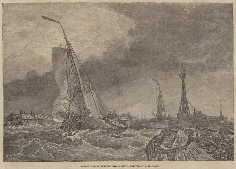 Francuski Lugger wjeżdżający do Calais autorstwa Edward William Cooke
