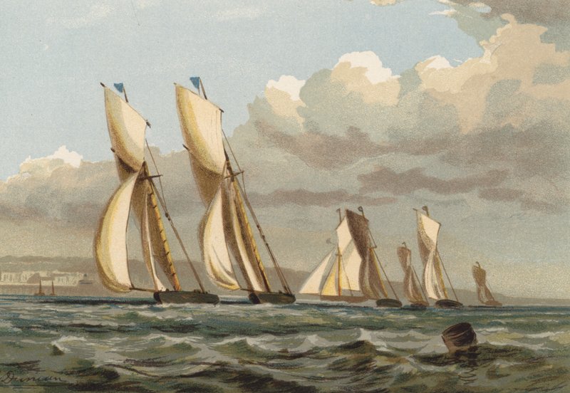 Wyścig jachtów poza Ryde, Isle of Wight autorstwa Edward after Duncan