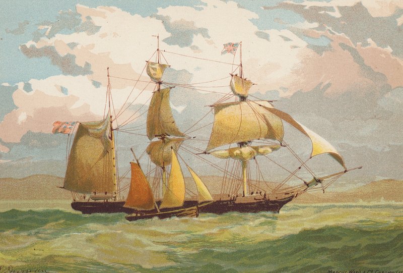 Homeward Bound, przyjmowanie pilota (kolorowa litografia) autorstwa Edward (after) Duncan