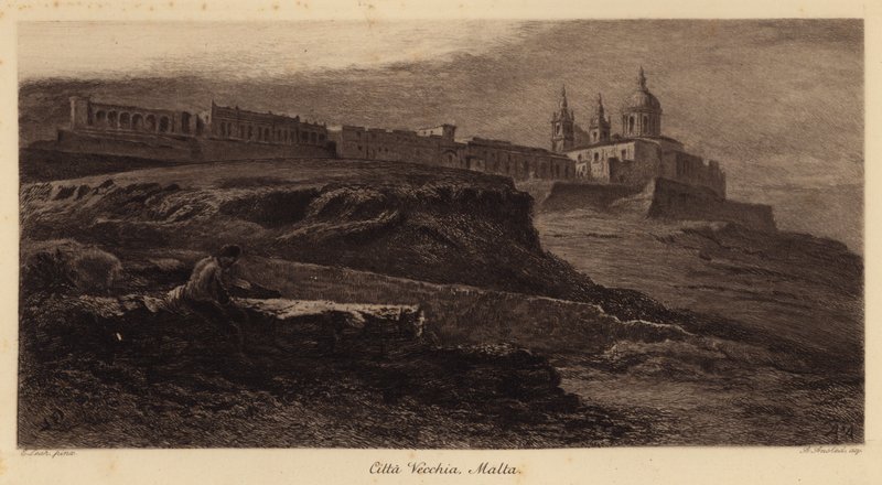 Stare Miasto, Malta (grawerunek) autorstwa Edward (after) Lear