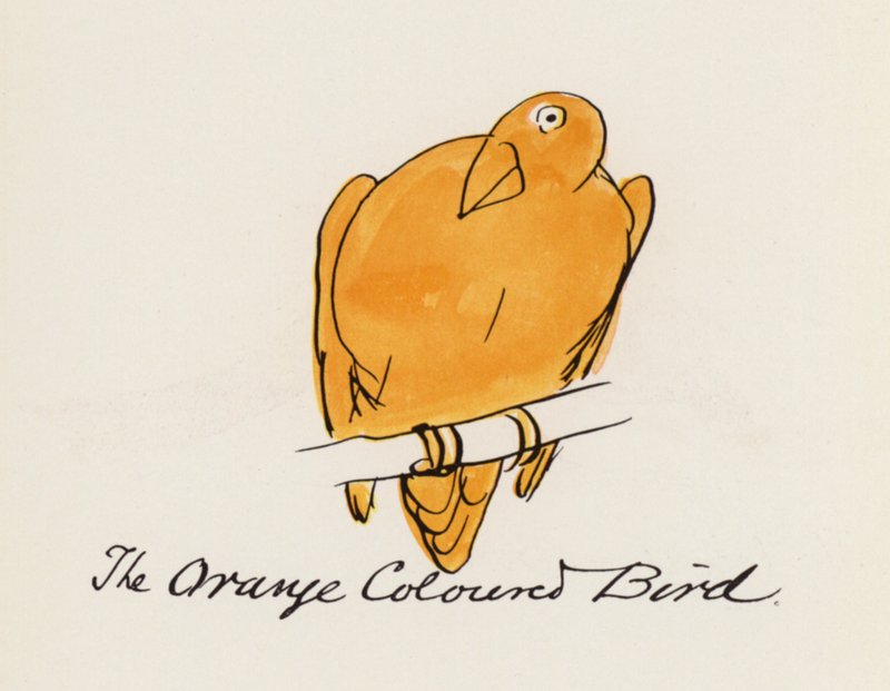 Edward Lear, Ptasia księga: Pomarańczowy ptak (kolor lito) autorstwa Edward (after) Lear