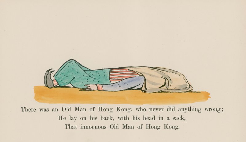 Był sobie staruszek z Hongkongu, który nigdy nie zrobił nic złego (kolorowy grawerunek) autorstwa Edward (after) Lear