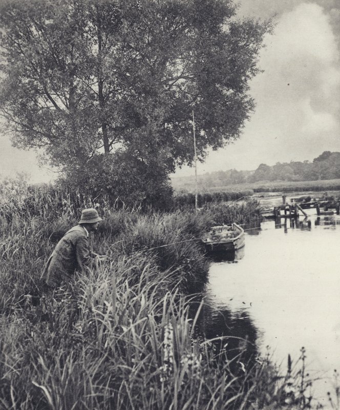 Na moście Eel-pot w Leckford (zdjęcie czarno-białe) autorstwa Edward Alfred Barton