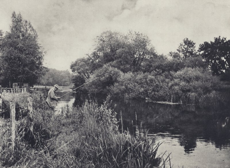 Wyspa Boot poniżej Stockbridge w teście (zdjęcie czarno-białe) autorstwa Edward Alfred Barton