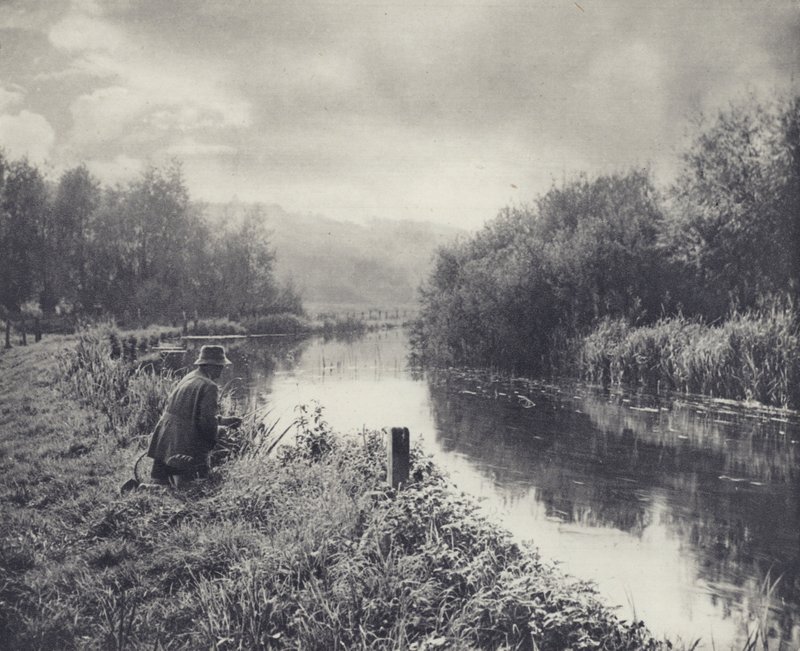 Kennet poniżej Ramsbury (zdjęcie czarno-białe) autorstwa Edward Alfred Barton
