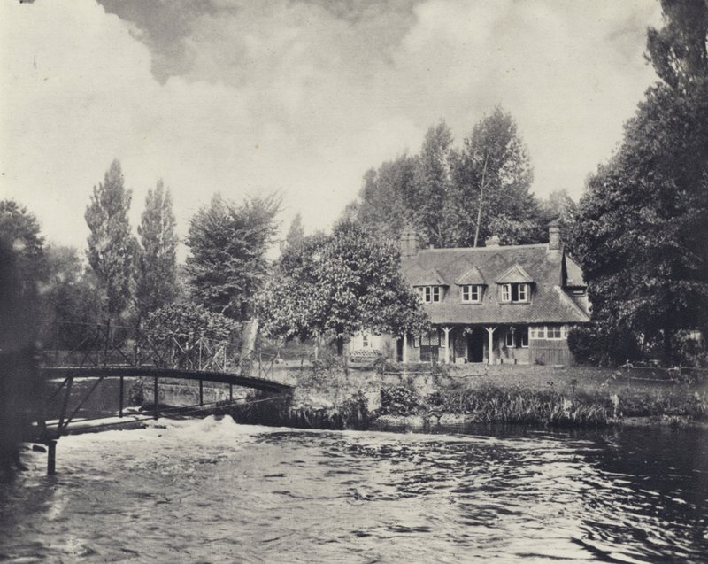 Thorney Weir Fishery House (zdjęcie czarno-białe) autorstwa Edward Alfred Barton