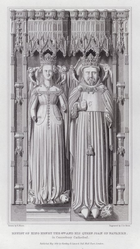 Wizerunek króla Henryka IV i jego królowej Joanny Nawarry w katedrze w Canterbury (rycina) autorstwa Edward Blore